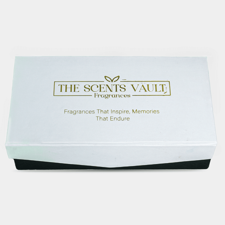 White box with 'The Scents Vault' branding on a white background